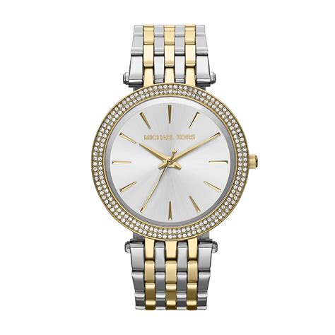 michael kors silver and gold watch ladies|Michael Kors gold tone watch.